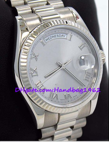 

83.mens watch president 118239 18k white gold silver roman dial watch 36mm dress styles, Slivery;brown