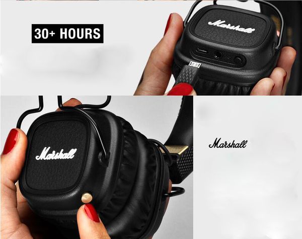 

marshall major ii bluetooth headphone hifi bass headset metal rock earphone noise cancelling headphones over ear headphones