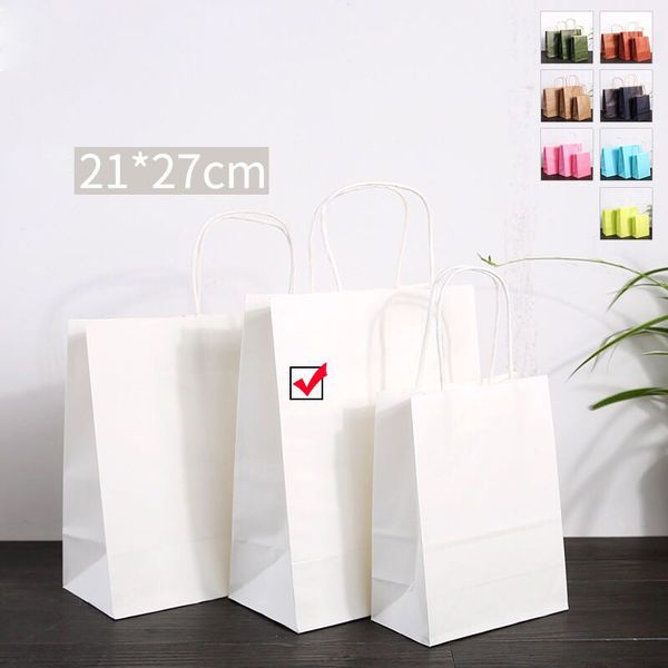 

kraft paper gift bag with handle festival jewelry bags wedding birthday party gift package wrapping supplies white color