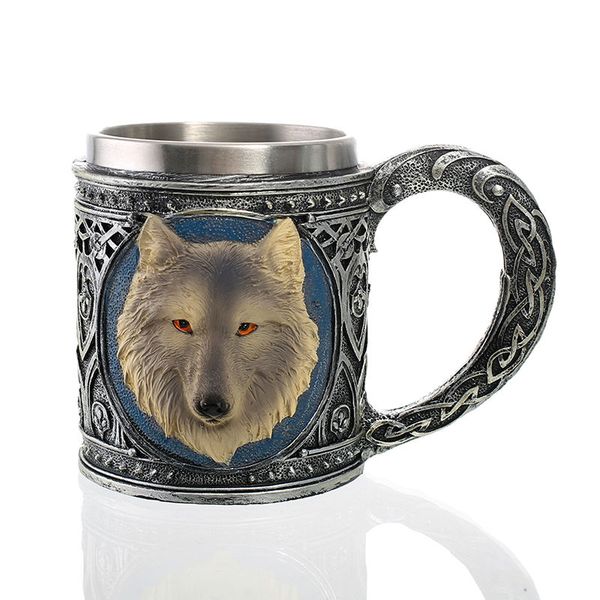 

3d moscow mule wolf mug 12oz double wall stainless steel mugs 350ml ceramic beer spirits drinkware vessel personalized drinking cup