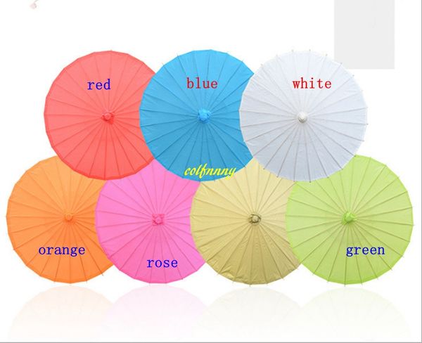 20 pçs / lote 20 cm 30 cm 40 cm 60 cm de Diâmetro Crianças Coloridas Tamanho papel guarda-chuva parasol papel branco parasol casamento