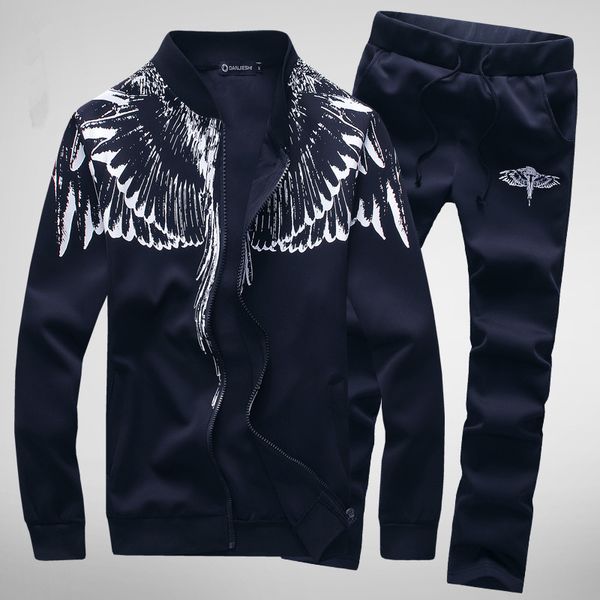 

2018 men jacket+pants tracksuit set spring print sudaderas hombre mens sportwear suits long sleeve streetwear man tracksuits, Gray
