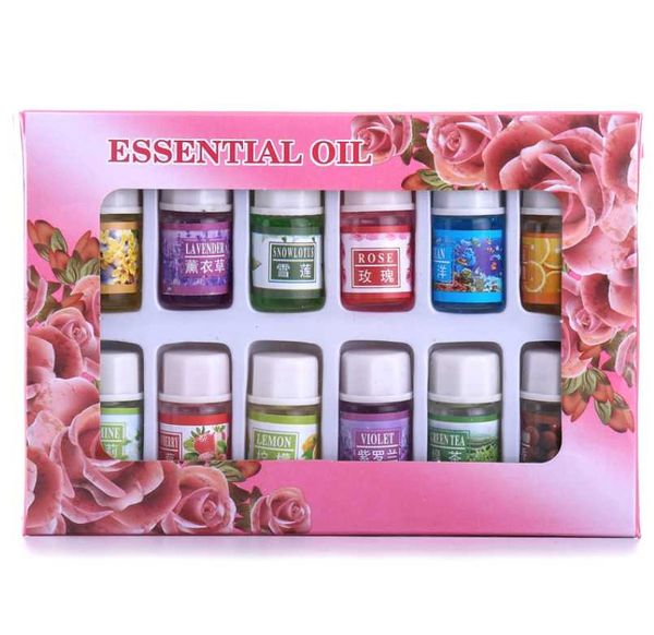 Drop ship 12pcs/conjunto de maquiagem de beleza de cuidados com a pele 100% Óleos puro Variedade de fragrâncias massagem de banho de banho essencial 3ml Cosmético