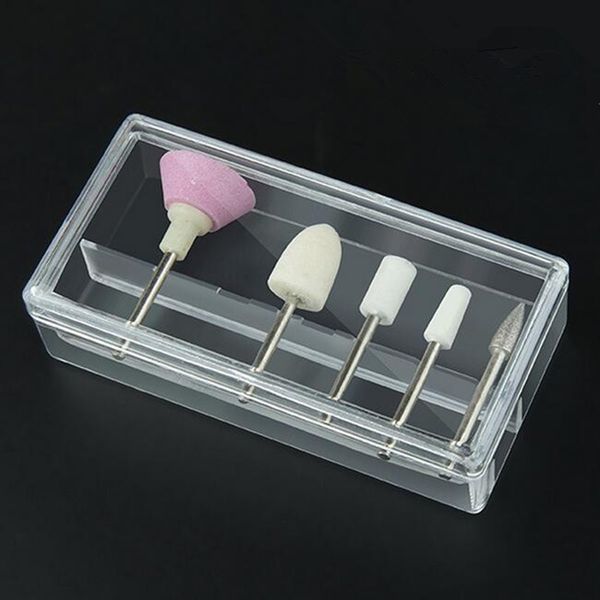 

5pcs bits nail art drill buffer file polishing electric sander sanding grinding head tips machine diy manicure polished tool set, Silver