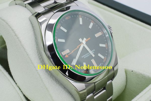 

2 color with box paper men 116400gv black dial 116400 green cry tal men 40mm teel a ia 2813 movement automatic watche