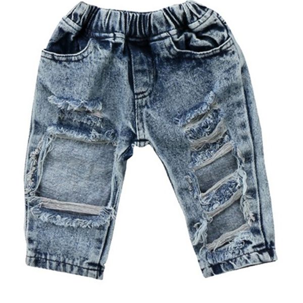 

children broken hole pants trousers 2018 baby boys girls ripped jeans brand new fashion spring summer kids trousers clothes, Blue