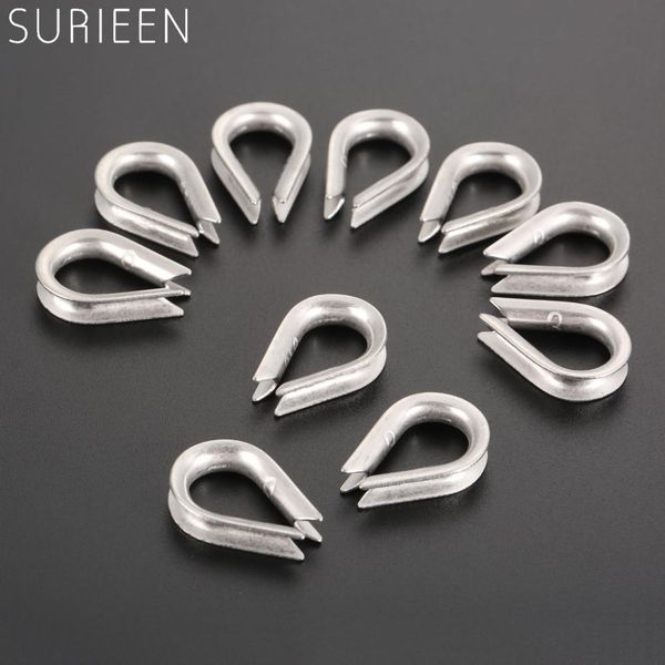 

surieen 10pcs/lot 3mm m3 wire rope cable thimbles clamps marine grade 316 stainless steel boat sleeve clip fittings cable crimps