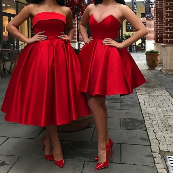 Sexy, stilvolle, günstige Heimkehrkleider, Herzausschnitt, Mieder, Schnürung am Rücken, kurzes Abendkleid, modische, knielange Satin-Partykleider, Clubkleidung