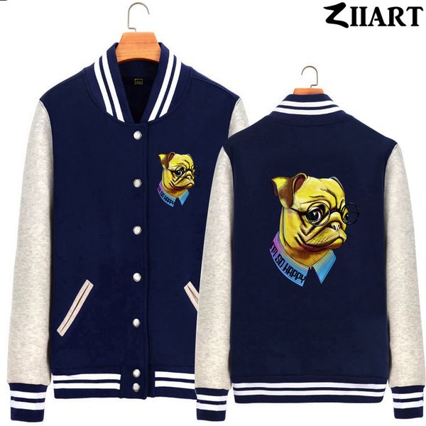 

dog i'm so happy vintage colorful glass depression mood man boys full zip autumn winter fleece baseball jackets ziiart, Black;brown