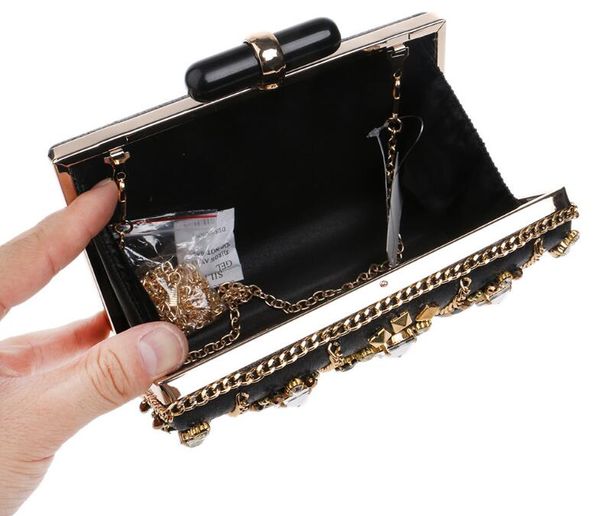 Neue perlenbesetzte High-End-Bankett-Edle Abendtasche mit schwarzem Diamant, wunderschöne handgefertigte Dinner-Clutch LY07284N