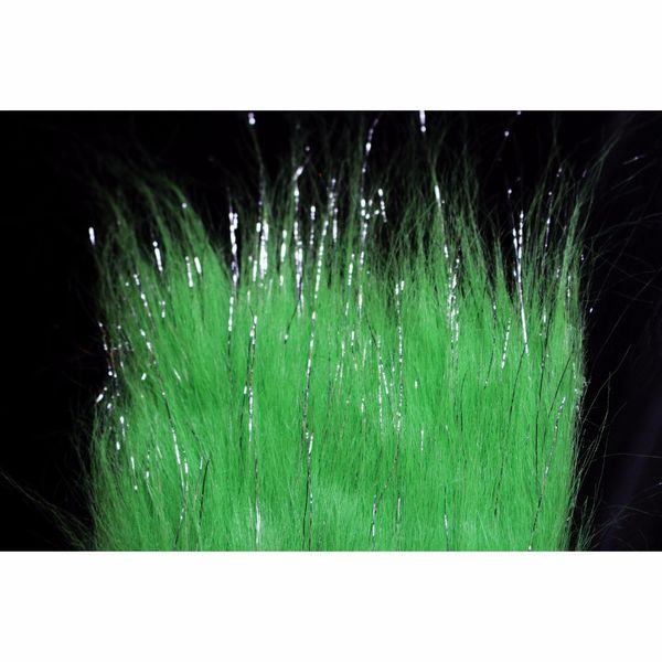 

wholesale 2 Pcs 8X11cm Furabou Craft Fur Silver Flashabou Green Color Fiber Streamer Tail Wing Fly Fishing Tying Materials