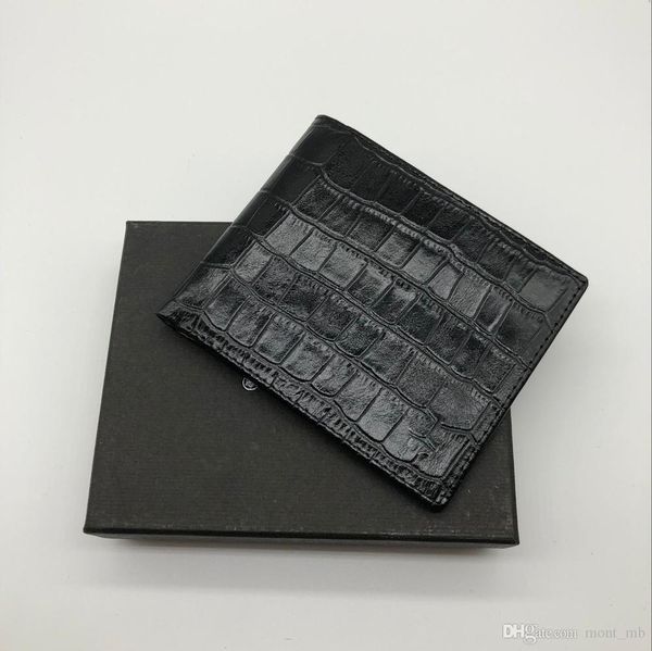 

new high-end men's crocodile leather mb business luxury short clip brand designer card box pocket fashion m b credit card holder mt wal, Red;black