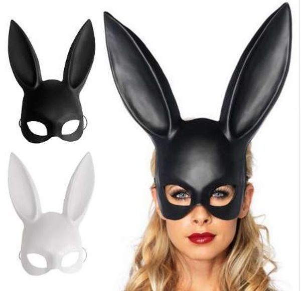 Siyah Kadınlar Kız Seksi Tavşan Kulakları Maske Sevimli Bunny Uzun Kulaklar Kölelik Maske Cadılar Bayramı Masquerade Partisi Cosplay Kostüm Sahne