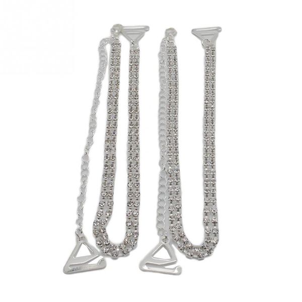 

intimates accessories wholesale-adjustable 1pair double rows crystal diamante rhinestone bra shoulder straps belt, Black;white