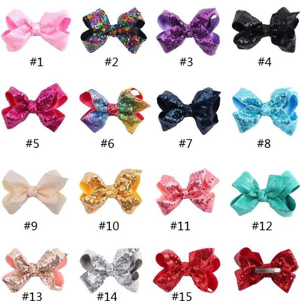 

fashion baby girls sequins bowknot barrettes hair clip kids candy color sequins bow hairpins children hair accessory, Slivery;white