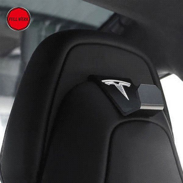 Car Seat Back Headrest Mount Hanger Holder Storage Hook Clip With Tesla Logo For Tesla Model S Model X Interior Accessories Car Interior Mirror
