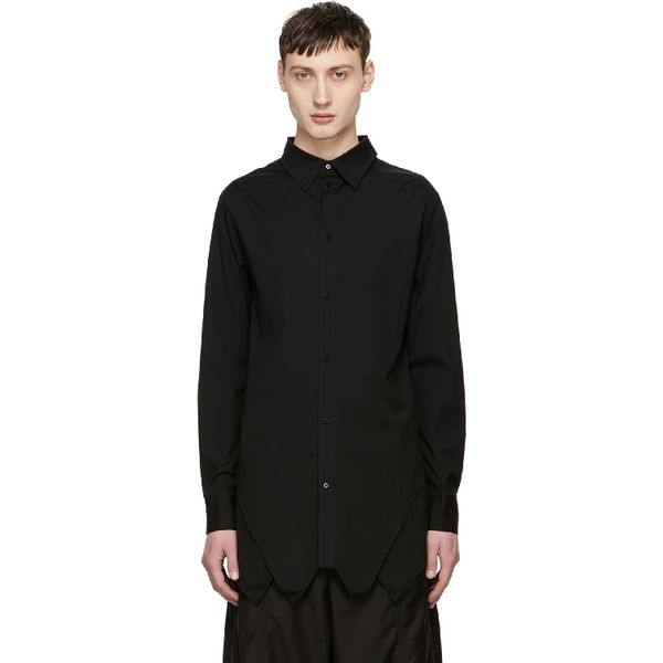 

men's shirt stitching dark black slim long sleeve classic. s-6xl, White;black