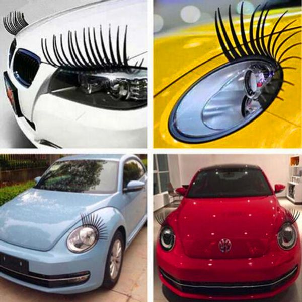 Nuovo 2 pz 3D Affascinante Nero Ciglia Finte Falso Eye Lash Adesivo Auto Faro Decorazione Divertente Decalcomania Adesivi Personalizzati Per Beetle