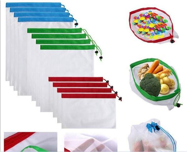 

100pc reu able produce bag black rope me h vegetable fruit toy torage pouch durable me h polye ter trong light weight g260