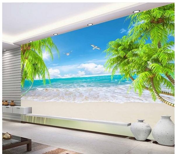 

love sea coconut tree background wall wallpaper for walls 3 d for living room