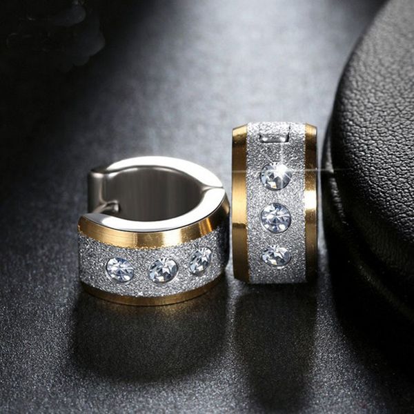 

2018 jewels lead&nickel stainless steel small circle earrings paved shiny cz punk rock hoop earrings for women or men gte01, Golden;silver