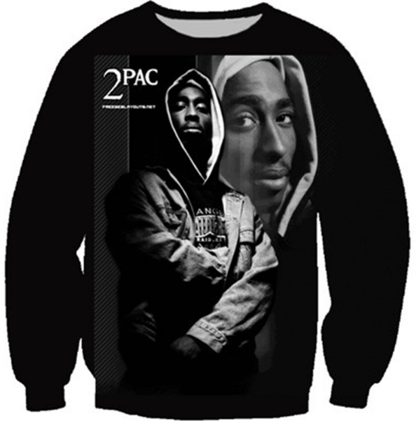 

новые моды для женщин / мужчин черный рэппер тупак 2pac harauku стиль смешные 3d печатные толстовки с капюшоном толстовки k44, Black