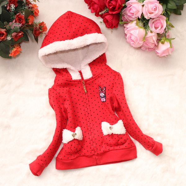 

cute baby girl hoodie sweatshirt cartoon dog dot style hooded coat for 1-3years girls kids children thick flecce outerwear clothing, Black
