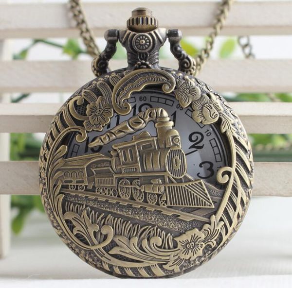 

vintage retro bronze hollow train locomotive pocket watches, Slivery;golden