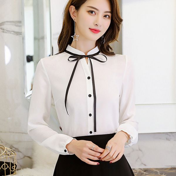 

women polyester blouse body shirt white pink long sleeve casual summer autumn female clothing