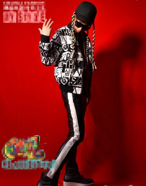 

новый мужской модный бутик личность якорь бар певица сценические костюмы танец хип-хоп одежда письмо бейсбол куртка m - 2 xl, Black;red