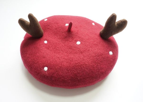 

women winter berets knitting woolen beret lady solid antlers christmas gift hats christmas eve hat beret caps, Blue;gray