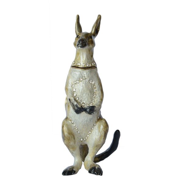 

kangaroo jeweled jewelry trinket box ring holder organizer animal figurine novelty gift vintage decoration, Black;white
