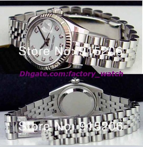 

selling luxury watch ladies 18k white diamond 179174 automatic women's sport wrist white mother of pearl have, Slivery;brown