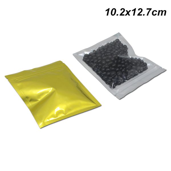 

10.2x12.золото алюминиевая фольга resealable передняя ясно пищевой клапан упаковка сумка для орехов выпекать продукты майларовая фольга zip