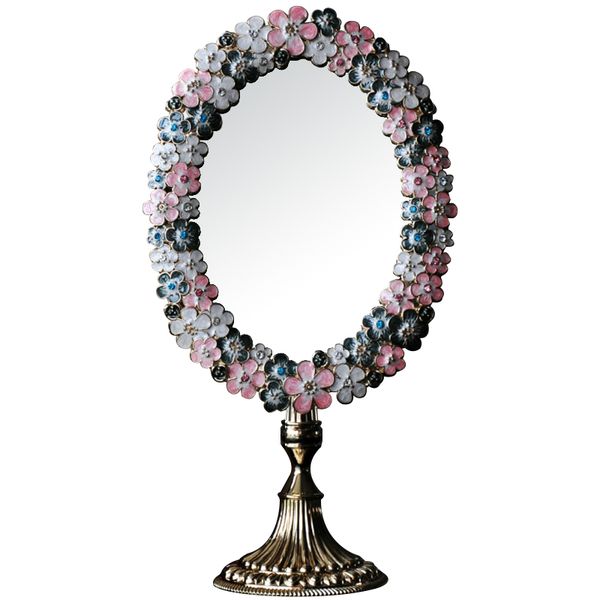 

creative oval deskvanity mirror flowers makeup cosmetic mirror single sided table normal with beautiful gift wrap