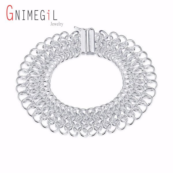 

gnimegil 925 stamped silver color bracelets for women party christmas jewelry gifts fashion femme chains bracelets wholesale, Black