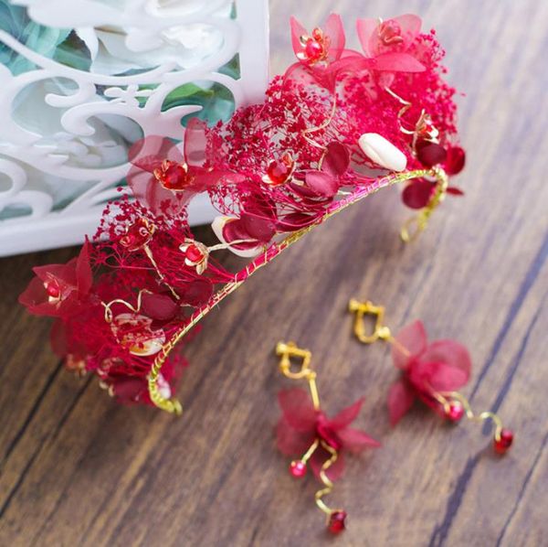 

bridal red headwear wedding crown ornament hoop wedding dress accessories, Silver