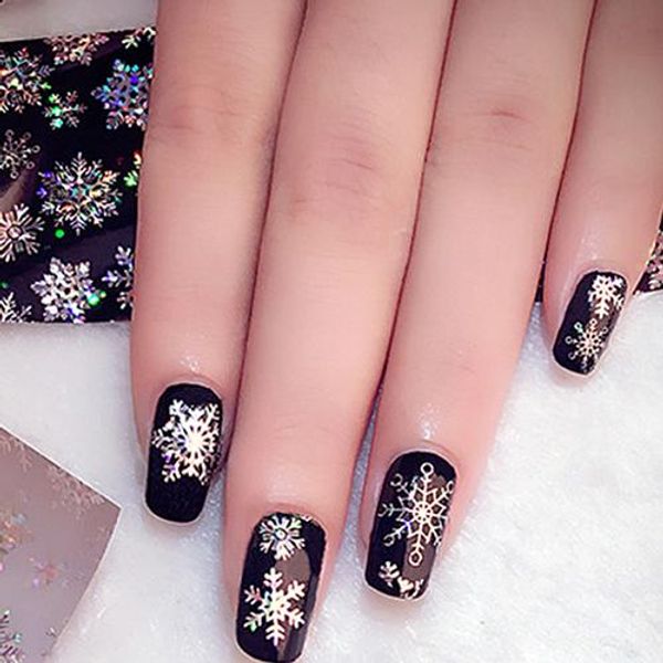 

1 sheet christmas snowflake pattern nail foils nail art diy transfer sticker paper newest, Black