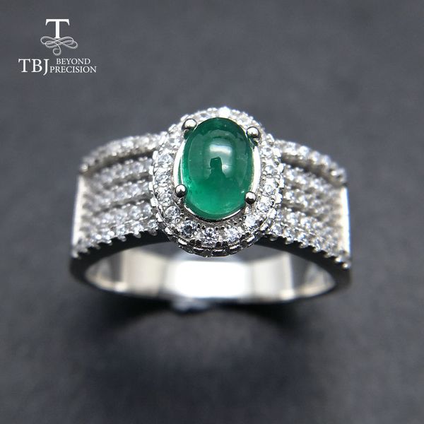 

tbj,luxury decent classic ring with natural emerald gemstone ring in 925 sterling silver for women as gift with njewelry box, Black