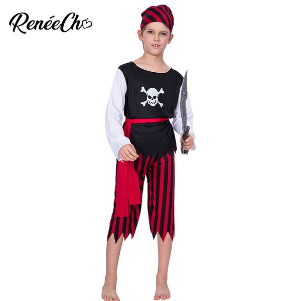 

2018 halloween costume for kids boys pirate costume caribbean captain child cosplay for carnival party 3-12 years old, Black;red