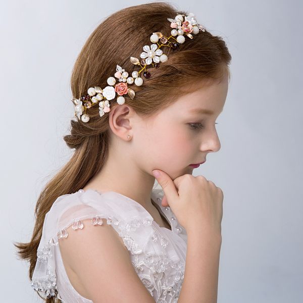 2018 Vintage Pearls Crystals Flower Girls Crowns Cheap Beautiful Little Girl Pageant Crown Fashion Christmas Gifts C20 Big Hair Bows Bows For Girls