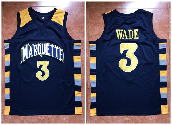 

Dwayne wade 3 ba ketball jer ey men 039 marquette golden eagle college embroidery titched cu tom any number name jer ey