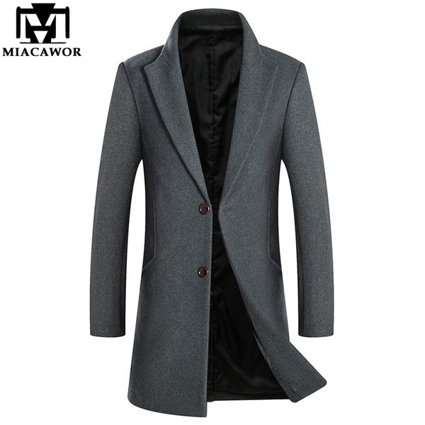 

2018 new wool trench coat for men slim fit casaco masculino winter casual men wool overcoat j524, Tan;black