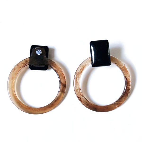 

new brown black resin round square geometric european and american styles popular selling new designed stud earring, Golden;silver