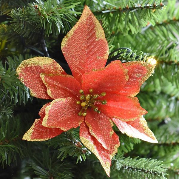 

10pcs 2018 flowers glitter artificial flowers christmas decorations for home christmas tree ornaments xmas tree new year decor