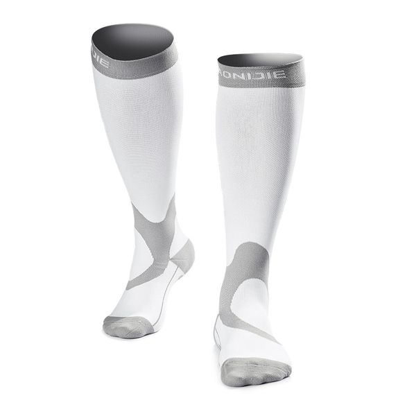 

men women running marathon graduated compression socks hiking recovery stocking sports nursing long socks, Black