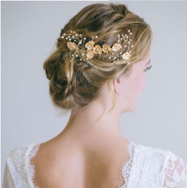 

wedding crystal hair comb gold bridal hair clips combs flowers vintage weeding hair accessories for brides and bridesmaids, Slivery;golden