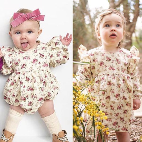 

us infant toddler baby girl long sleeve romper floral outfit tutu princess dress, Red;yellow