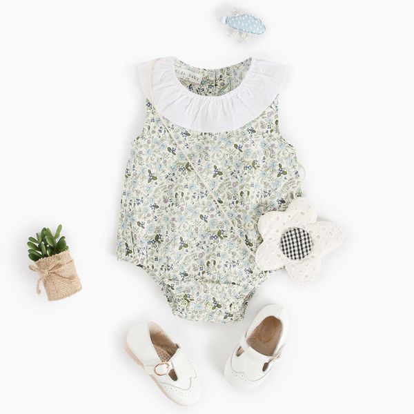 

baby girl bodysuits newborn infant baby boy girls floral print sleeveless bodysuit outfits clothes casual princess, Blue