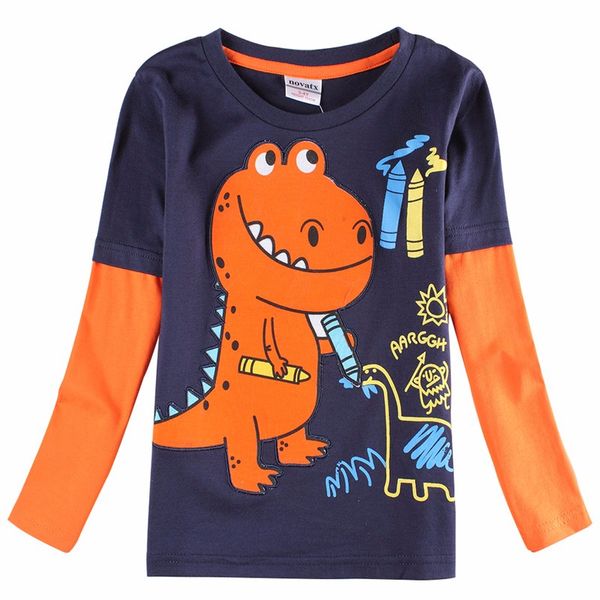 

novatx a6501 2018 retail kids baby boys clothes long sleeve t-shirt spring autumn cool desgn in t-shirt for boys, Blue